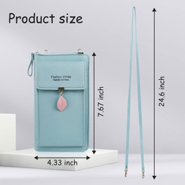 WisePoint Crossbody Phone Bag for Women, PU Leather Shoulder Bag With Zipper, Cellphone Wallet Bags with 3 Layers (blue)