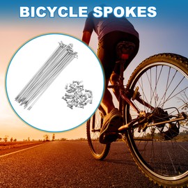 A ABSOPRO Bike Bicycle Spokes 14G 150MM Mountain Bike Spokes Carbon Steel Silver Tone 36Pcs