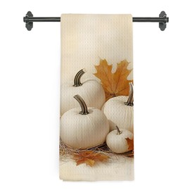 nvucamd Farmhouse Fall Pumpkin Kitchen Towels, Vintage Pumpkin Decor, Rustic Fall Pumpkins Hand Towels for Bathroom, Cottagecore Thanksgiving Dish Tea Towel for Kitchen, 16x24 Inch