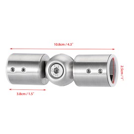 BTSKY 2Pcs Stainless Steel Heavy Duty Elbow Connector for Bay Window Curtain Rod - Adjustable 90 Degrees to 180 Degrees Curtain Rod Corner Connector for 25mm Curtain Rods, Silver