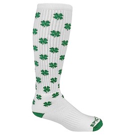 Epic Youth Lots O Shamrocks - Cute Novelty Fun Design Knee-High Socks (1-Pair) White/Green (Small) Sock Size PR