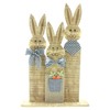 FRANK FLECHTWAREN Easter Decoration, Rabbit Trio, Chequered Look, Wood, Textile,