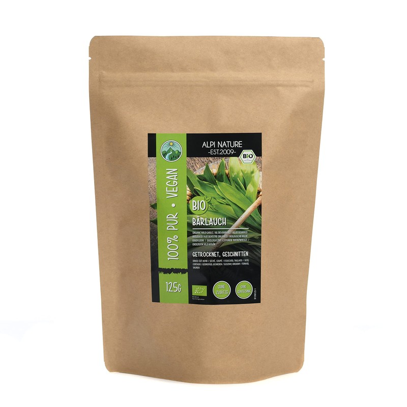 Organic wild garlic (125g, 4.4oz), organic wild garlic leaves, wild