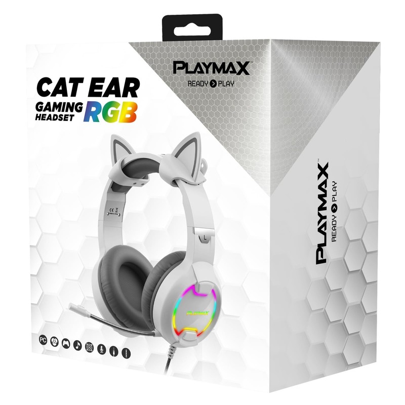 Playmax Cat Headset Universal Gaming Headset (White)