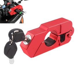 QOOWFEANIG Heavy Duty Motorcycle Lock with 2 Keys - Anti Theft Brake Lock for Dirt Bike, Moped, Scooter & ATV | Secure Grip/Throttle Lock | Durable Motorcycle Accessories,Red