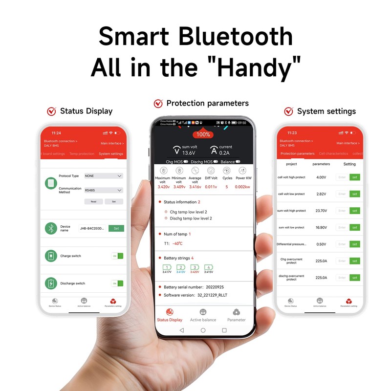 DALY BMS 12V 4S 100A LiFePO4 - Smart Bluetooth Battery