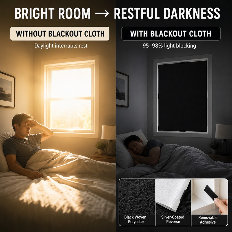 95-98% Blackout Self-Adhesive Window Curtain Cloth Shade