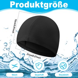 Halinuia Pack of 4 Unisex Swimming Caps, Fabric Swimming Caps, Elastic Swimming Cap, Non-Slip Swimming Cap, Swimming Cap for Long and Short Hair