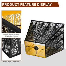 Lampshade Black Lamp Shade (8+6)" Top x (14+12)" Bottom x 11" High (Spider Fitter) Metal Square Lamp Shades for Table Lamps, Floor Lamp and Bedside Lights Etched Lampshades Replacement, Easy Assembly