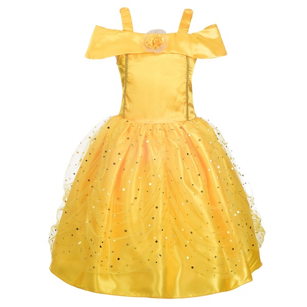 Dressy Daisy Princess Dress Up Costume Gold Yellow Ball Gown Fancy Halloween Xmas Birthday Party Carnival Size 5-6