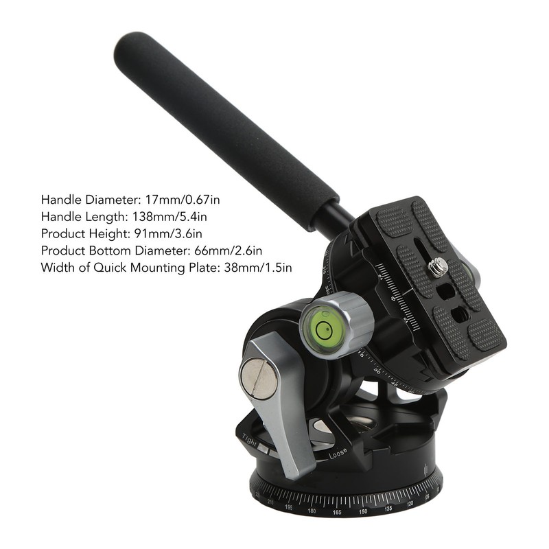 Camera Panoramic Tripod Head Aluminium Alloy with Handle Light Camera