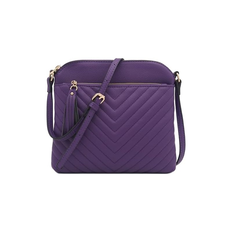 Chevron - Bolso cruzado acolchado mediano con detalle de borla