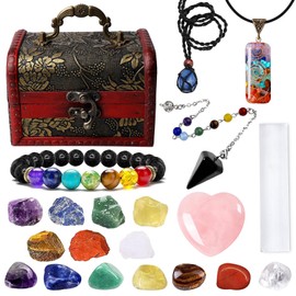 22 Pieces Crystal Healing Stones Set, Crystal Gemstones Set, Gemstones Healing Stones Set, Healing Crystals Set, Natural Crystals Healing Stones Set for Meditation, Energy Healing