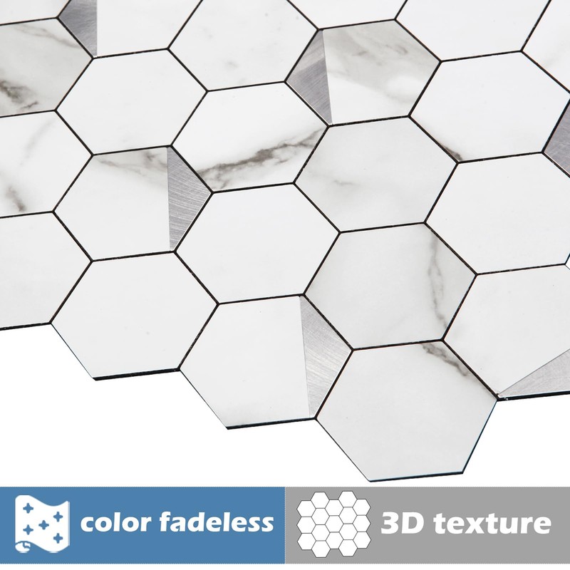 OYASIMI Hexagon Peel and Stick Backsplash for Kitchen Wall,10 Sheets