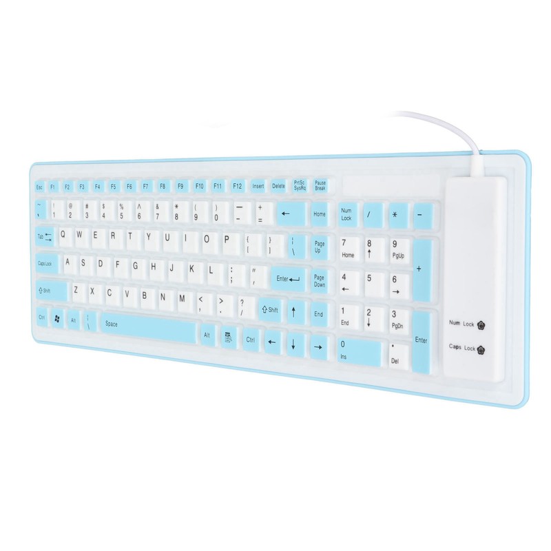 Foldable Silicone Keyboard 103 Keys USB Wired Silicon Foldable Waterproof