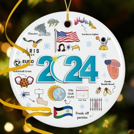 NewEleven 2024 Christmas Ornament, 2024 Year in Review Christmas Tree Ornaments, Memorable 2024 Christmas Decor Gifts, Decorative Gifts for Friends, Coworker, Family - Ceramic Christmas Ornaments