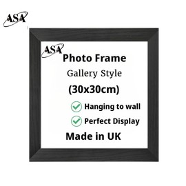 30x30 Modern Photo Frame Wooden Picture Frames MDF Portrait or Landscape Wall Mountable Poster Certificate Frames White Black Oak (Black, 30x30)