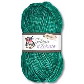 Frida's Wollhaus Frida's 50 g #Tenth Washed Melange Colours Knitting Crochet Wool Yarn 29 Colours (909 | Dark Green)