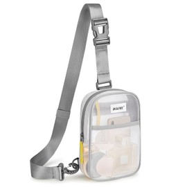 G4Free Clear Sling Bag Stadium Approved, Clear Fanny Pack Crossbody Mesh Bag Purses for Women, Transparent Lightweight Chest Bag for Travel, Stadium or Concerts(White)