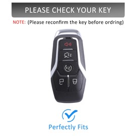 Qunzes Key Fob Cover with Heavy-duty Keychain for Ford F150 Fusion Explorer Mustang Lincoln MKZ MKC (Brown)