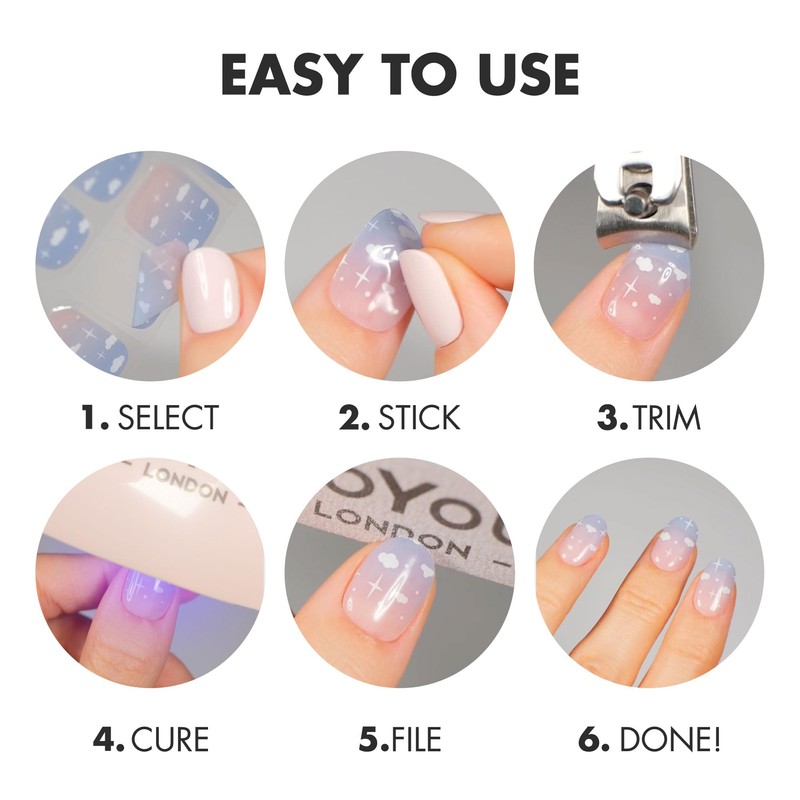 MOYOU LONDON Semi Cured Gel Nail Strips - 20 Pcs.
