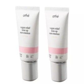 Athe [24시간 톤보정/예쁜속광] 아떼 비건 릴리프 톤업 선 에센스 50ml+50ml [24-Hour Tone Correction/Pretty Glow] A'te Vegan Relief Tone-Up Sun Essence 50ml+50ml [Pink]