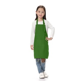 TopTie Kids Aprons with Pocket & Adjustable Strap, Child Chef Bib Apron for Kitchen Cooking Baking Painting-Kelly Green-L