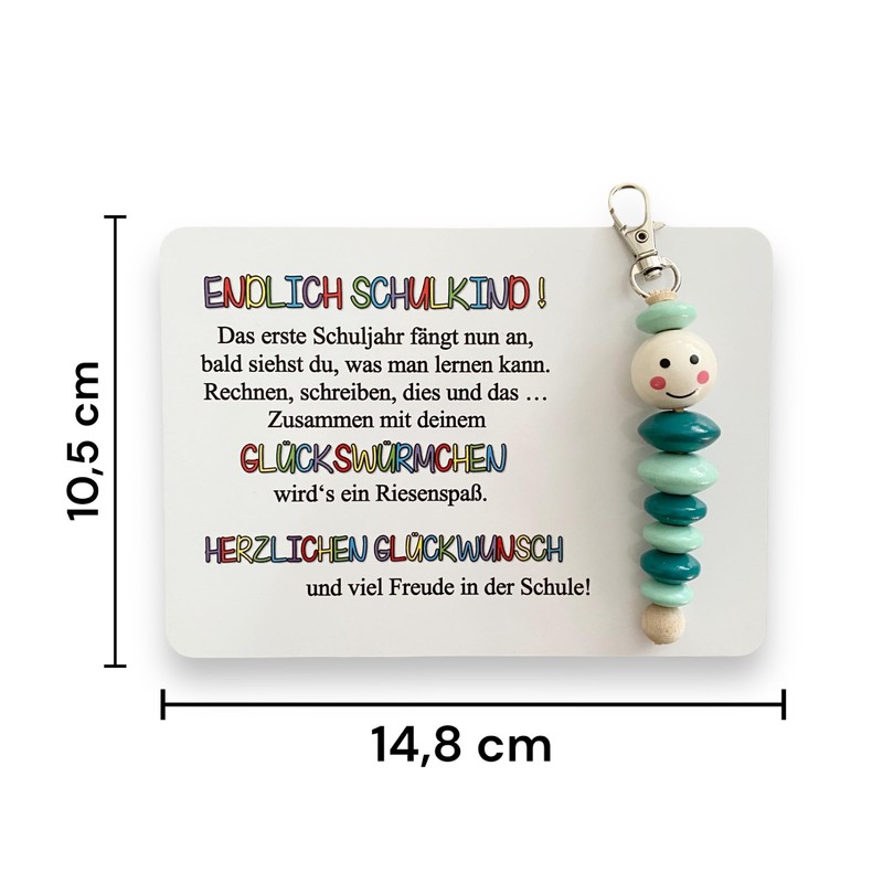 Schulkind 2024, Geschenk Einschulung, Glückswürmchen, Sorgenwürmchen handmade, Ranzenbaumler, Sorgenwurm, Worry