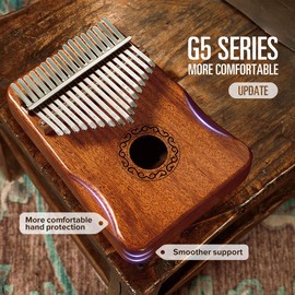 MIFOGE Kalimba Thumb Piano 17 Keys with Mahogany Wood,Mbira,Finger Piano Builts-in Waterproof Protective Box, Easy to Learn Portable Musical Instrument,Gift for Beginners (Mahogany)