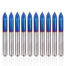 LUNYEE Triangular CNC Router Bits Set 60deg 0.1mm, 1/8" Shank Engraving Carving V-Bit with Nano Blue Coating Bits for Acrylic Wood MDF Aluminum Lettering Sign Making (60deg*0.1)