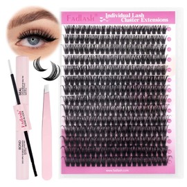 FADLASH DIY 60D 0.07D Curl Eyelash Extension Kit Lash Extension Kit Individual Lashes Cluster with Lash Bond and Seal and Lash Applicator Tool for Self Application at Home (60D, 12-18mm)