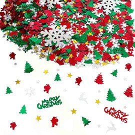 Christmas Tree Confetti Christmas Deer Snowflake Santa Claus Star Shape Glitter Metallic Foil Table Scatters Confetti for Christmas Decorations Merry Christmas Confetti Party Sets