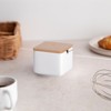 KOOK TIME Ceramic Sugar Bowl with Bamboo Spoon and Lid