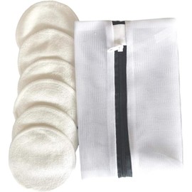 6 almohadillas removedora de maquillaje de bambú. Pads para limpieza facial lavables con bolsa de lavandería. Almohadillas desmaquillantes con bolsa reusables.