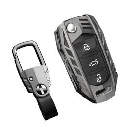 SLAKNOK for Volkswagen Key Fob Cover with Keychain,Stylish and Durable Zinc Alloy Protection Key Case Compatible with VW Golf GTI Jetta Passat Tiguan Beetle Polo MK6 Key Shell Accessories
