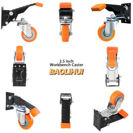 BZOLIHEU Retractable Workbench Casters Set of 4 Heavy Duty 700lbs, 2.5" Side Mount Swivel Caster Wheels for Bench Work Table Desk Cabinet Lifting & Lowering