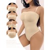 SheBuddy Women's Strapless Shapewear Thong Bodysuit Tummy Control Seamless Sculpted