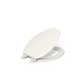 KOHLER 20454-96 Ridgewood Elongated Soft Close Toilet Seat, Quiet Close, Wood Toilet Seat, Home Essentials, Biscuit
