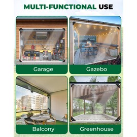 Erfolkerz 9'H x15'W Outdoor Vinyl Curtain 19oz Thicked Clear Tarps, Vinyl Patio Enclosure,Clear Outdoor Curtains Heavy Duty Waterproof Transparent Tarp with Grommets for Patio Gazebo Balcony Pergola