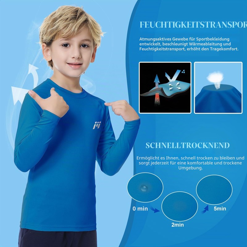 MEETWEE Kinder Jungen UV Shirt Langarm Schwimmshirt Badeshirt Lange SPF