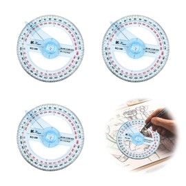 Doyime 360 Degree Protractor, Total Circular Protractor (3 Pieces), Angle Measuring Tool, Precision 0.04 inch (1 mm), Plastic, Practical and Convenient, Mathematics, Geometry, Elementary School