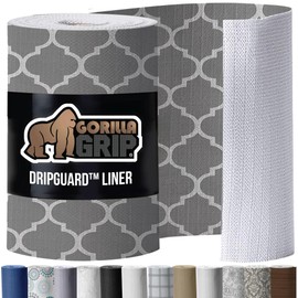 Gorilla Grip DripGuard Drawer and Shelf Liner for Cabinet, Slip Resistant Non Adhesive Protection for Kitchen, BPA Free Smooth Surface Plastic Liners for Cabinets, Bathroom Drawers, 17.5x10 White Gray