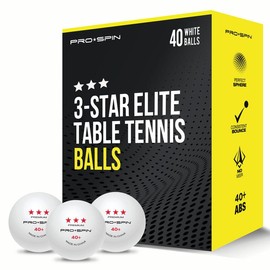 3-Star Elite White Table Tennis Balls - Quantity: 40-Pack