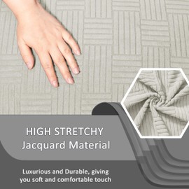 ULTICOR Jacquard Design Reclining Loveseat with Middle Console Slipcover, 8-Piece Stretch Sofa Covers, 2 seat Loveseat Recliner Cover, Washable (Style 4) (Ivory)