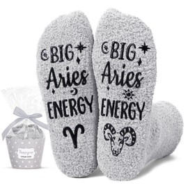 HAPPYPOP Aries Gifts for Men - Astrology Constellation Horoscope Gifts, Funny Space Galaxy Aries Socks