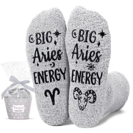 HAPPYPOP Aries Gifts for Men - Astrology Constellation Horoscope Gifts, Funny Space Galaxy Aries Socks