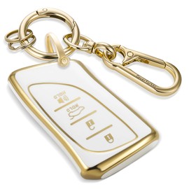 Coverforkey for Lexus Key Fob Cover with Upgraded Anti loss Durable Metal Keychain, Fashionable Soft Case for Lexus ES GX LC LS NX RC RX UX (4 buttons) Key (Gold, B1)