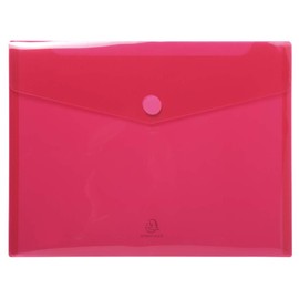 Exacompta 56420E Pack of 5 Plastic Envelopes DIN A5 for Envelopes with Velcro Fastening and Flap Made of Soft Plastic Translucent Assorted Colours