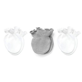 Playette Essential Newborn Mittens 3 Pack, Grey/white, 3 count