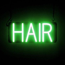 SpellBrite HAIR Sign for Hair Salons | Hair Salons-Related Signs with Neon Look, Green LED Light | 14.7" x 6.3"
